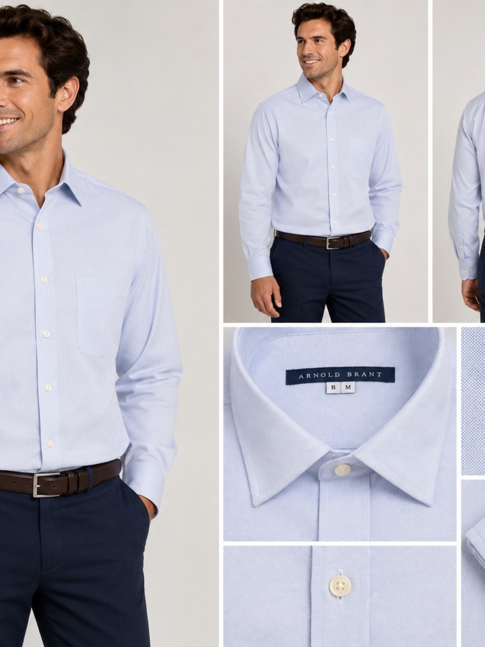 Men's Sky Blue Dress Shirt - Classic Spread Collar